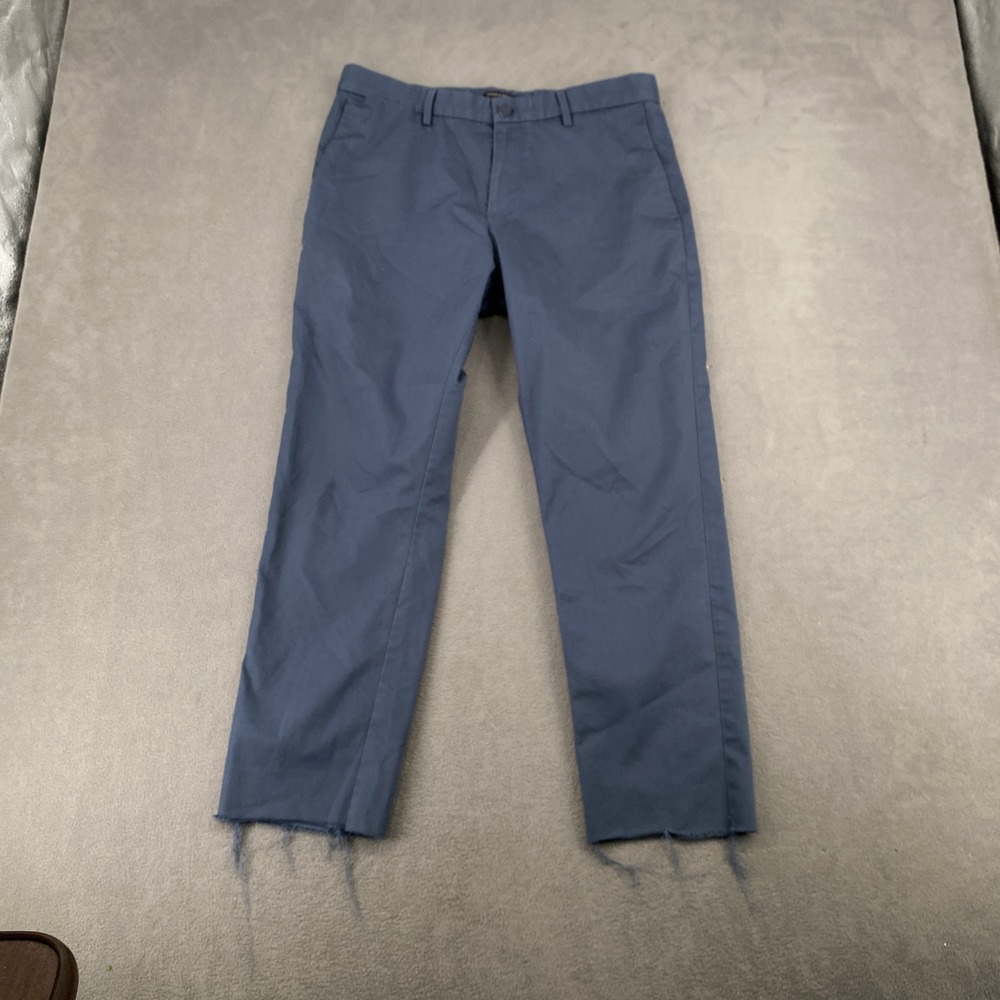 Banana Republic Slim Fit Chino Pants Mens 33x32 Blue Raw Hem Frayed 7551